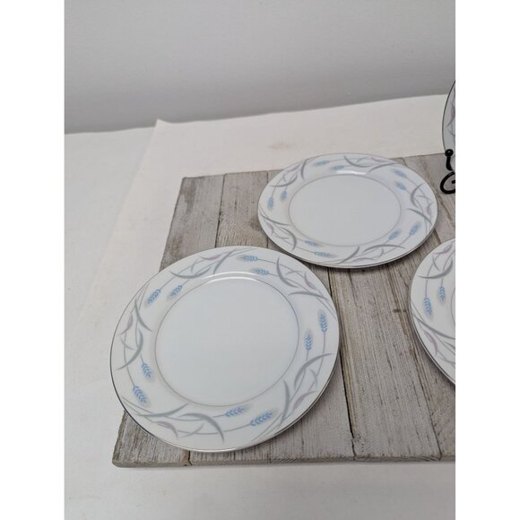 Vintage Valmont Royal Wheat Platinum Trim Set of 4 Bread Plates 6 1/2" - Picture 3 of 7